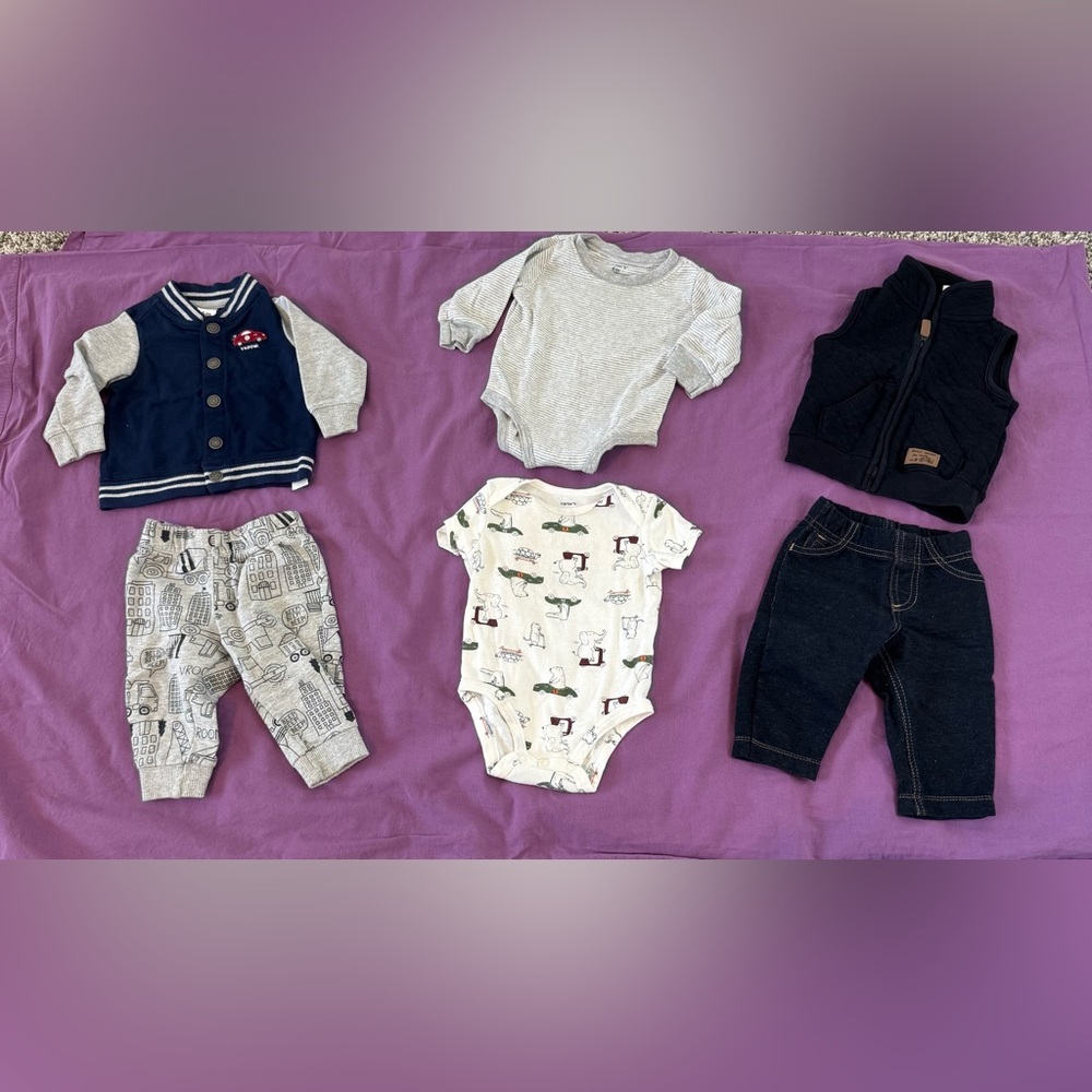 Carter's Kids Matching Set - Gray, Cream, Navy